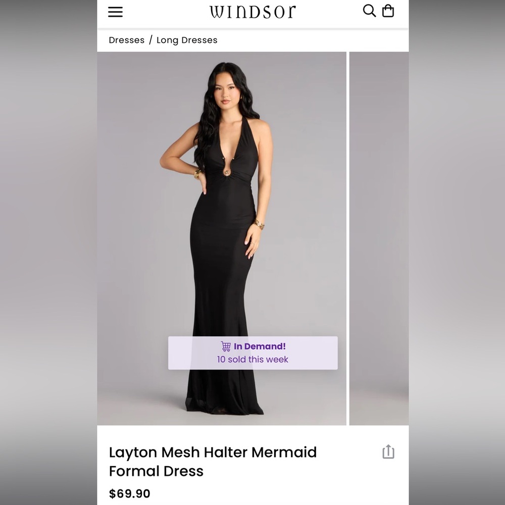 Windsor Elegant Black Halter Maxi Dress